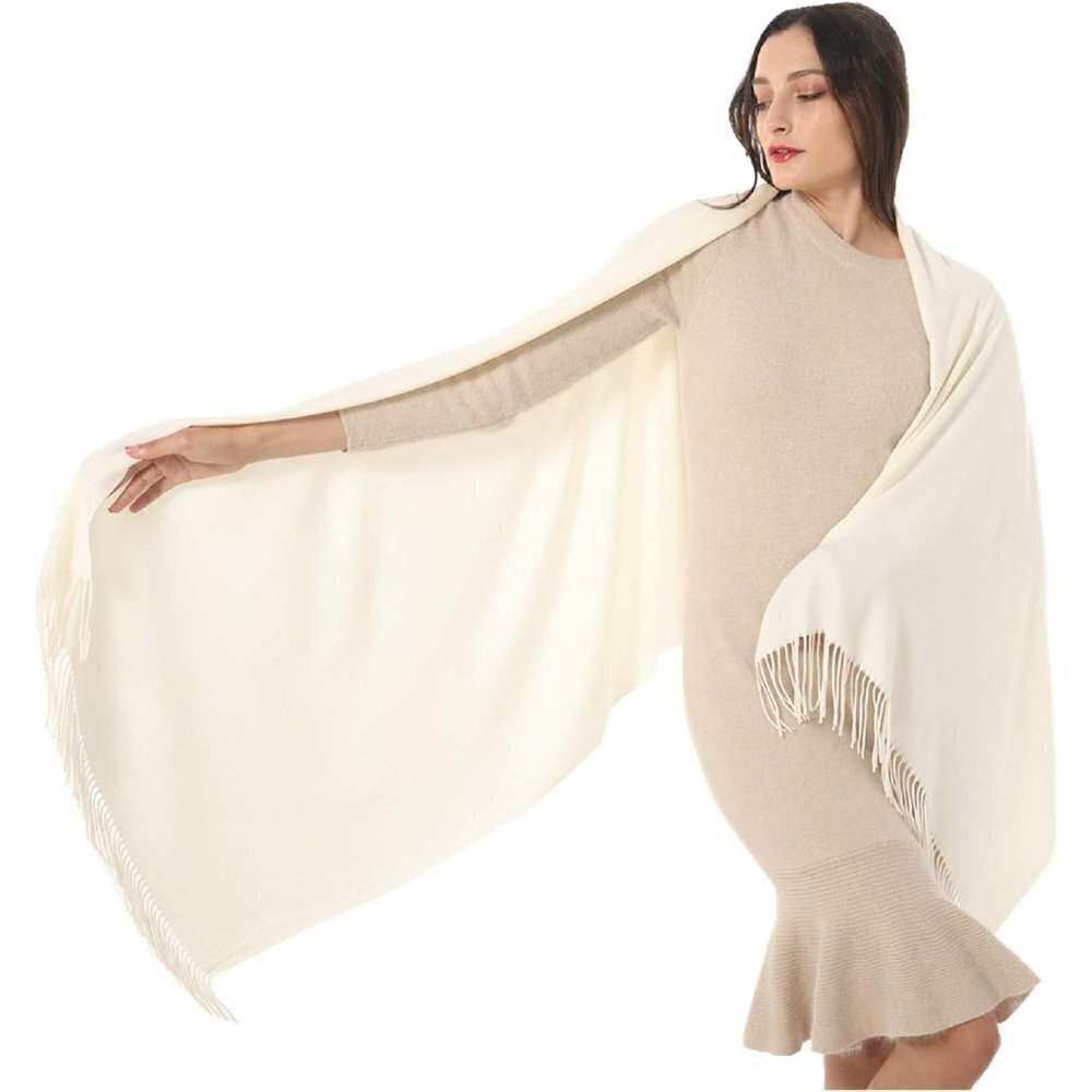 Women's  Scarf Pashmina Shawls and Wraps Winter Warm Silky Scarves -Off White